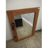 Contemporary pine framed wall mirror with beveled glass W69cm H93.5cm