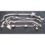 Victorian hallmarked sterling silver double Albertina with tassel fob, 1890, L22cm, another sterling