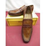 Pair of Barker Adrian Calf/Weave shoes, soles scuffed size 11