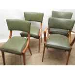 Set of four Benchairs, bentwood framed open armchairs, rexine seats and backs (4)