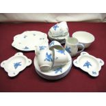 1930s Heathcote China Williamsons Blue 25 piece tea service Rd.No 557909 to the base