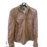 Premium leather 5XL brown leather jacket with zip cuffs and pockets