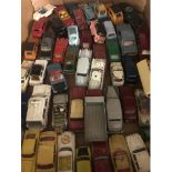 Box of play worn vintage Dinky and Corgi cars inc. Dinky Range Rover, Corgi Ford Consul, Corgi Aston