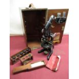 W. Watson & Sons Ltd, London "Bactil" C20th black lacquered monocular microscope with chrome