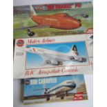 Owain Wyn Evans Collection - Three 1/144 airliner model kits: Airfix "Braniff International Boeing