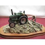 Large Border Fine Arts group "Hauling Out"-field, Marshal Tractor, 622/1500 on shaped mahogany