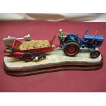 Large Border Fine Arts group "Country Air" number B1163, on shaped wooden base W37cm D15cm H11.5cm