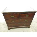 Small oak chest of C19th two short and two long drawers on shaped bracket feet, W94cm D47cm H77cm
