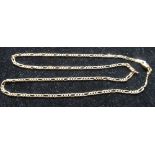9ct yellow gold figaro chain necklace with lobster claw clasp, stamped 375, L51cm, 6.1g