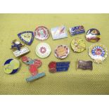 Selection of Butlins and similar pin badges including Butlins Filey 1949, 1960, 1961 and 1967,