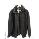 Hide Park 2XL black leather jacket with simulated fur collar, double zip front and zip slip pockets