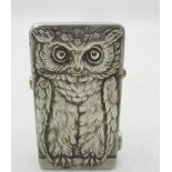 Continental silver lighter, Owl design, stamped 800