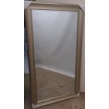 Contemporary wall mirror in silver frame, 140cm x 76cm