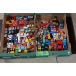 Large collection of Dinky and Corgi cars in two boxes, inc. Martini rally racing cars, land speed