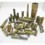 Collection of Trench Art bullet and shell lighter, with some reproduction pieces(35)
