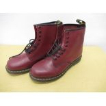 Pair of as new Doc Martens 1460 oxblood leather 16 hole lace up boots, size 11