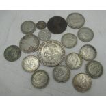 Selection of various pre 1947 Victorian and later GB silver coinage, including 1935 crown, one