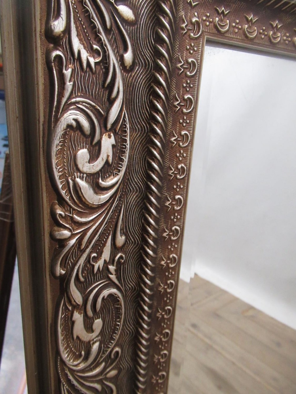 Victorian style wall mirror in Champagne scroll moulded frame, 103cm x 74cm - Image 2 of 2