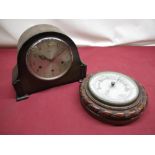 1950s Smiths of Enfield, oak cased Westminster chiming mantel clock with Arabic dial and three train