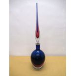 1960s Murano double Sommerso decanter by Antonio Da Ros, blue and Amethyst tint H49cm