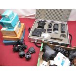 Minolta X-700 camera, with 50mm F1.7 lens, Sigma 70 - 250 lens, various filters, metal camera case