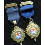 Hallmarked sterling silver and enamel School Masters Association London Past President medal and