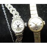 Ladies Rotary 9ct gold hand wound cocktail watch, signed silvered dial with applied hour markers,