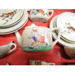 Child's Japanese tea set decorated with a bear, Noritake style tea cup and saucer and a matching