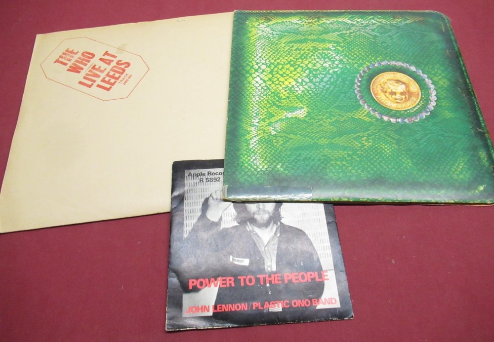 The Who Live at Leeds LP record with all 12 inserts , Alice Cooper Billion Dollar Babies gatefold LP