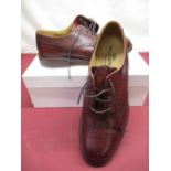 Pair of Hoggs of Fife carnousti dark brown grain brogue, partly worn Goodyear Welted leather sole (