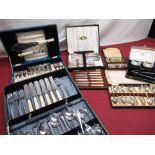 Collection of EPNS and Stainless boxed cutlery, nut crackers and cruet set etc (qty)