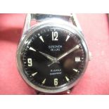 1960's Sekonda Deluxe sports type hand wound wristwatch with date, black dial with Arabic and