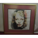 David McEwen (British, Contemporary); Marlene Dietrich, watercolour, signed, 45cm x 48cm