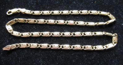 9ct yellow gold snail chain necklace with lobster claw clasp, stamped 375, L40cm, 7.7g