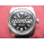 1960's Timex Grand Prix racing inspired hand wound wristwatch with date, Timex electric