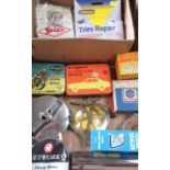 Automobilia incl. Romac & Bridgeport puncture repair outfits in original tins, Vintage AA badge No.