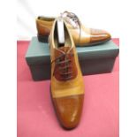 Boxed as new Loake Woodstock Tan Burnish Calf/polished two tone leather brogues with leather and