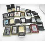 Collection of boxed Zippo lighters inc. Ballantine's Gold Seal, Jim Bean, Jack Daniels, the battle