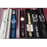 Solo military style quartz wrist watch in cushion style case, two other Solo quartz wrist watches,