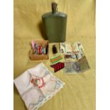 WWII water bottle with cork stopper, Special Constabulary Faithful Service medal to Albert Gradon,