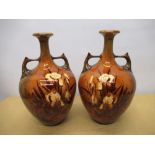 Pair of early C20th Art Nouveau period bulinthorp continental treacle glazed vases of baluster