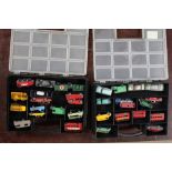 2 carry cases of Lesney matchbox cars, some play worn