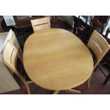 Modern pine extending dining table with four chairs