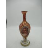 Jennie Bond Collection - C19th Bohemian cranberry glass vase, the body with two ovals of a young