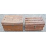 Owain Wyn Evans Collection - Two steel trunks, with handles. lock on larger trunk broken, the