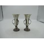 Jennie Bond Collection - Pair of Edw.VII hallmarked Sterling silver trumpet shaped specimen vases
