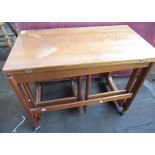 Mid-century Mcintosh teak rectangular fold over occasional table with two slide out square top