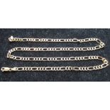9ct yellow gold figaro chain necklace with lobster claw clasp, stamped 375, L55cm, 12g
