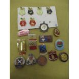 Selection of various sporting type pin and other badges including various Coca-Cola Olympics,