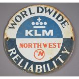 KLM/Northwest Alliance "Worldwide Reliability" advertising sign, same image as carried behind the